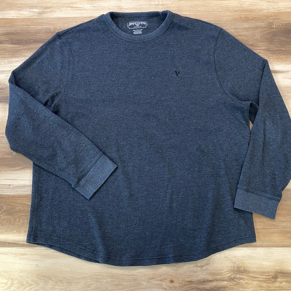 American Eagle Thermal Shirt Mens XXXL Heritage Cotton Blend Waffle Knit Gray